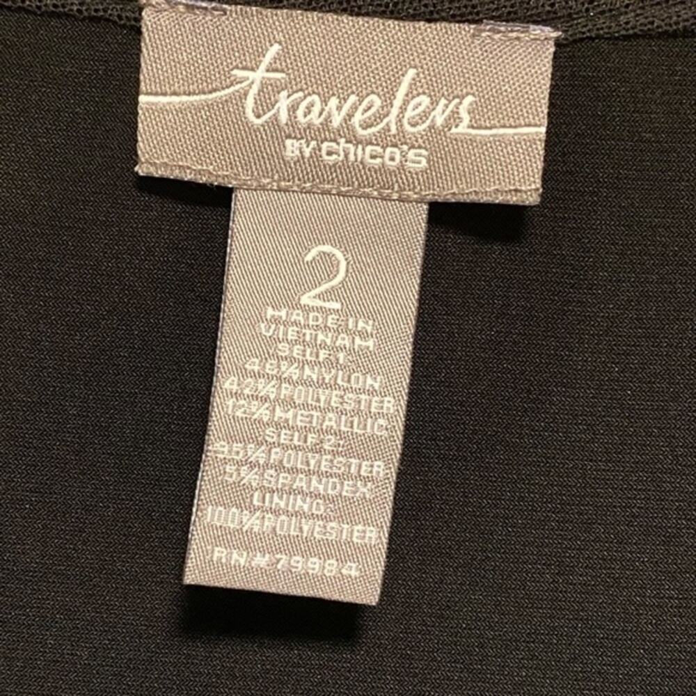 Chico’s Travelers Sequins Cardigan Women’s Size 12 M Black Silver 3/4 Sleeves - Picture 7 of 11